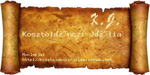 Kosztolánczi Júlia névjegykártya