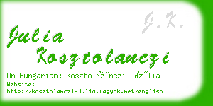 julia kosztolanczi business card